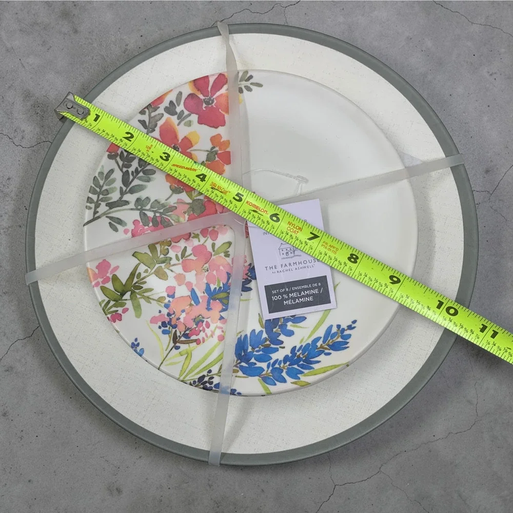 NEW Rachel Ashwell The Farmhouse Melamine Plate Set 8 Wildflower Shabby Chic NWT